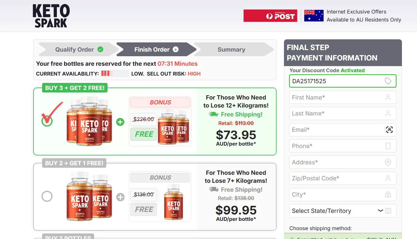 Keto Spark Gummies Australia Order Page